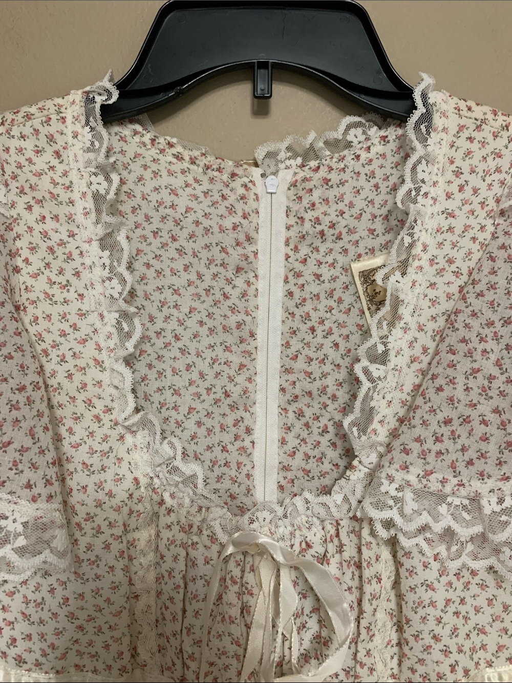 VTG GUNNE SAX Women’s Floral Pink Cream SZ 5 Maxi Dress Cottagecore Festival - Picture 5 of 16